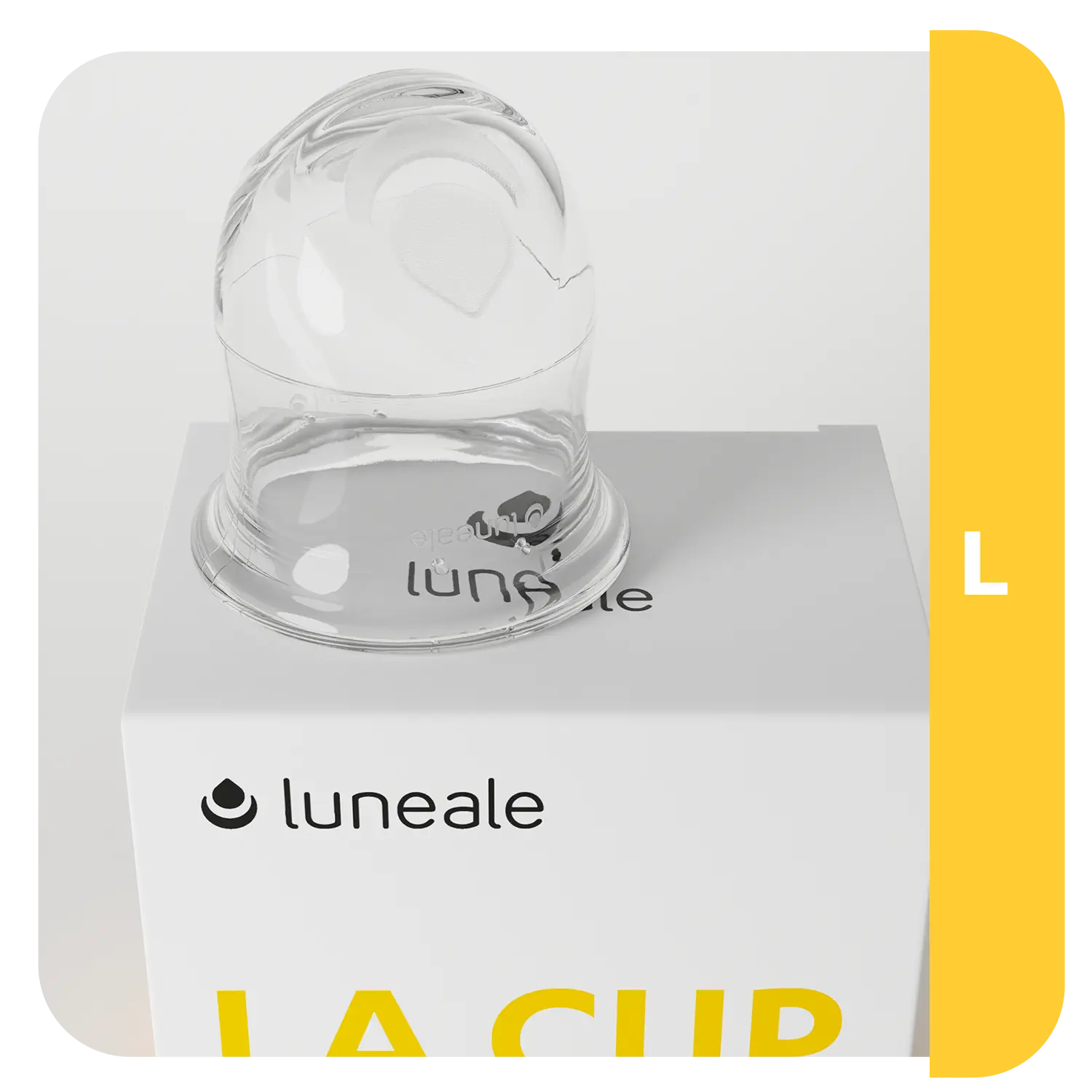 Packshot de La Cup Luneale taille Lavec sa boîte : cup menstruelle française, idéale pour les flux abondants. Protection périodique durable, confortable et adaptée au sport et au quotidien.