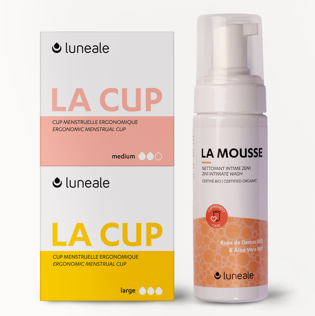 Luneale - Pack Duo : kit 2 cups menstruelles et La Mousse
