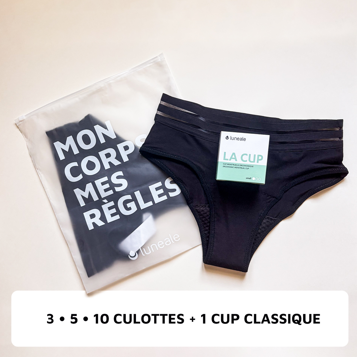 Pack Culottes et Cup menstruelle Luneale - fabriquées en France et BIO