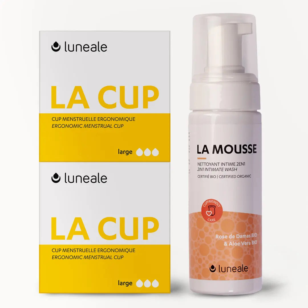 Pack Duo Luneale- 2 cups menstruelles L + La Mousse nettoyant intime BIO