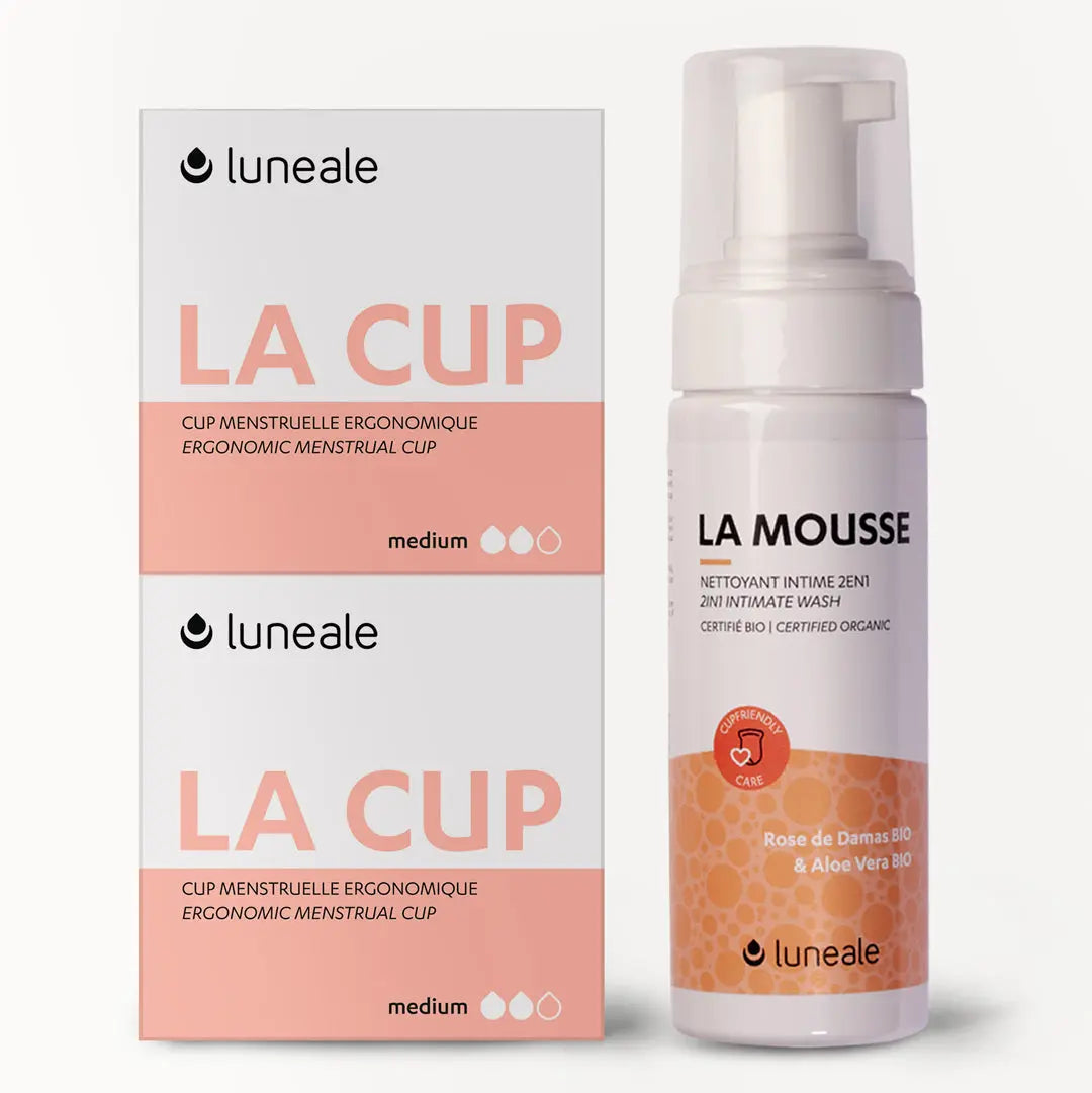 Pack Duo Luneale- 2 cups menstruelles M + La Mousse nettoyant intime BIO